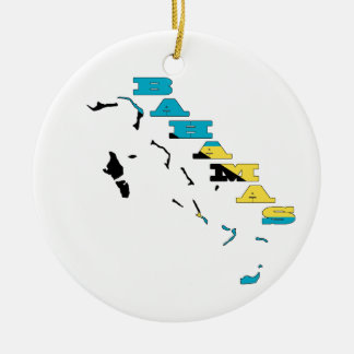Flag in Map of the Bahamas Ceramic Tree Decoration