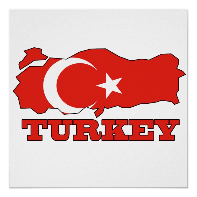 Flag in Map of Turkey Poster (Front)