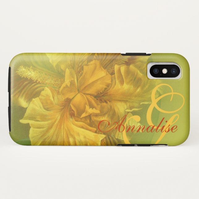 Flag iris floral flower yellow hand art Case-Mate iPhone case (Back (Horizontal))