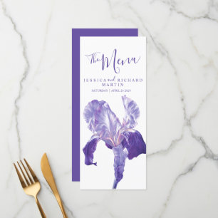 Flag iris purple flowers wedding menu