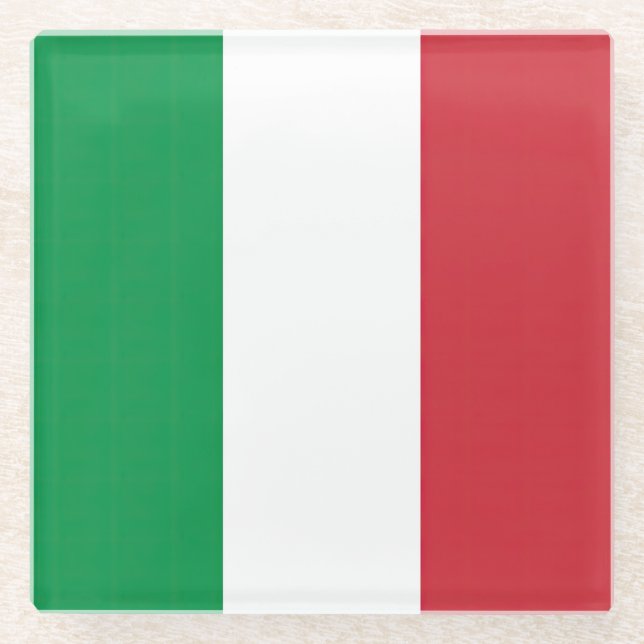 Flag Italy Tricolor Glass Coaster (Front)