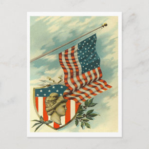 Flag & Lady Liberty Postcard