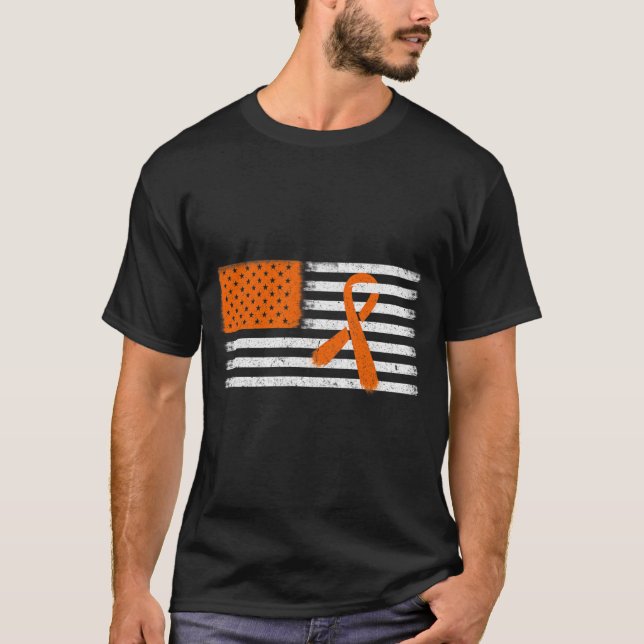 Flag Leukaemia And Multiple Sclerosis Ribbon Famil T-Shirt (Front)