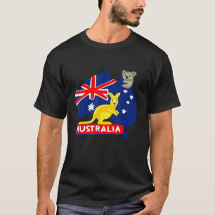 Flag Map Continent Kangaroo Koala T-Shirt