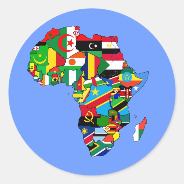 Flag Map of Africa Flags - African Culture Gift Classic Round Sticker (Front)
