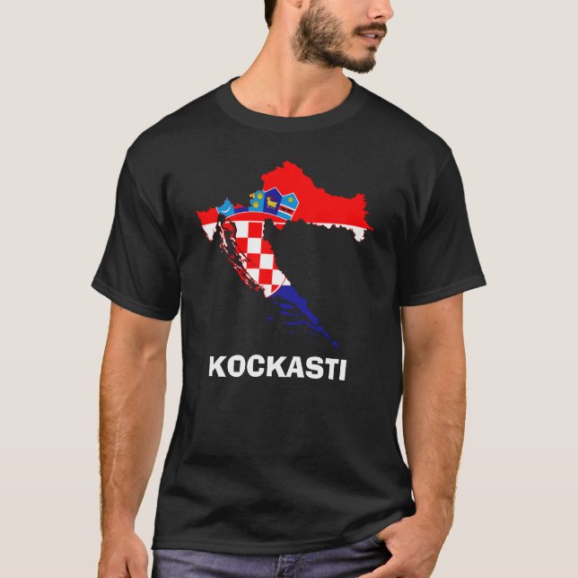Flag Map of Croatia Kockasti T-Shirt (Front)