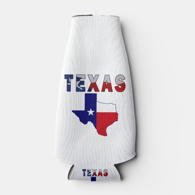 Flag Map With Texas Bottle Cooler (Front)