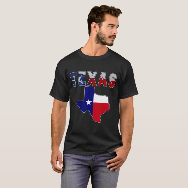 Flag Map With Texas T-Shirt (Front Full)