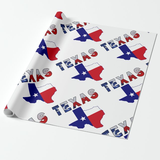 Flag Map With Texas Wrapping Paper (Unrolled)