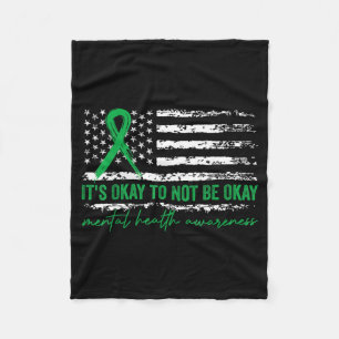 Flag Mental Health Awareness Green Ribbon Men Fleece Blanket