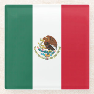 Flag Mexico Tricolor Glass Coaster