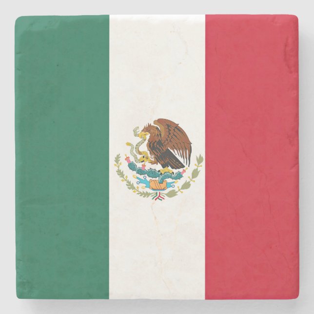 Flag Mexico Tricolor Stone Coaster (Front)