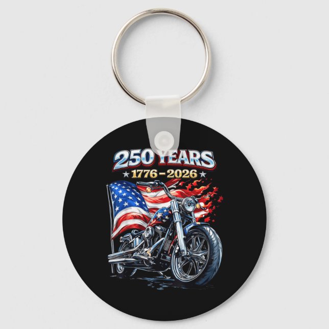 Flag Motorcycle Biker 250 Years American Key Ring (Front)