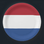 Flag Netherlands Tricolor Paper Plate<br><div class="desc">Flag of the Netherlands: "I will maintain". It consists of three horizontal stripes: red,  white and blue.</div>