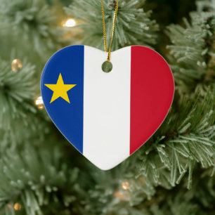 Flag of Acadia Ceramic Tree Decoration