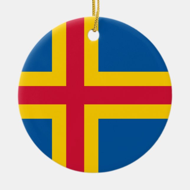 Flag of Åland Ceramic Tree Decoration (Front)