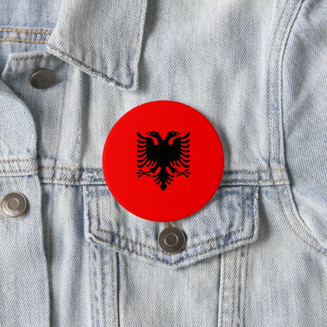 Flag of Albania 7.5 Cm Round Badge (In Situ)