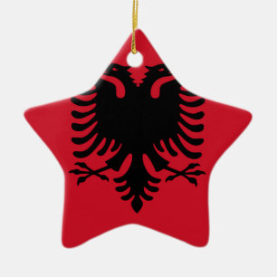 Flag of Albania Ceramic Tree Decoration