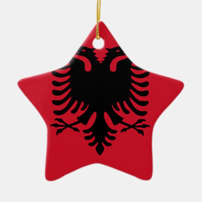 Flag of Albania Ceramic Tree Decoration (Front)
