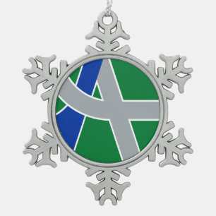 Flag of Albany, Oregon Snowflake Pewter Christmas Ornament
