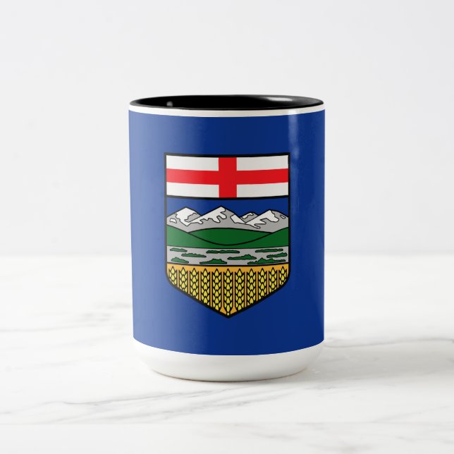 Flag of Alberta Two-Tone Coffee Mug (Center)