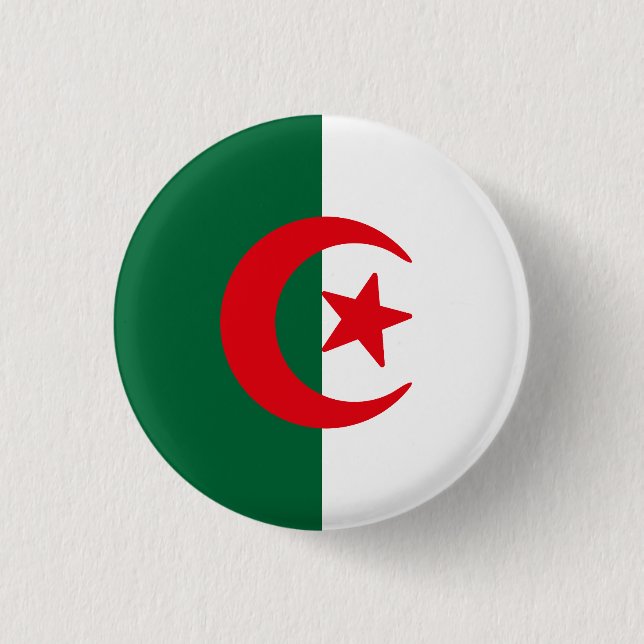 Flag of Algeria 3 Cm Round Badge (Front)