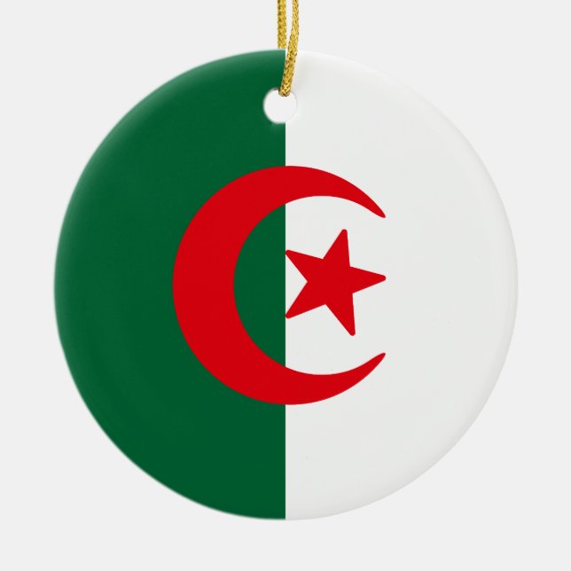 Flag of Algeria Ceramic Tree Decoration (Front)
