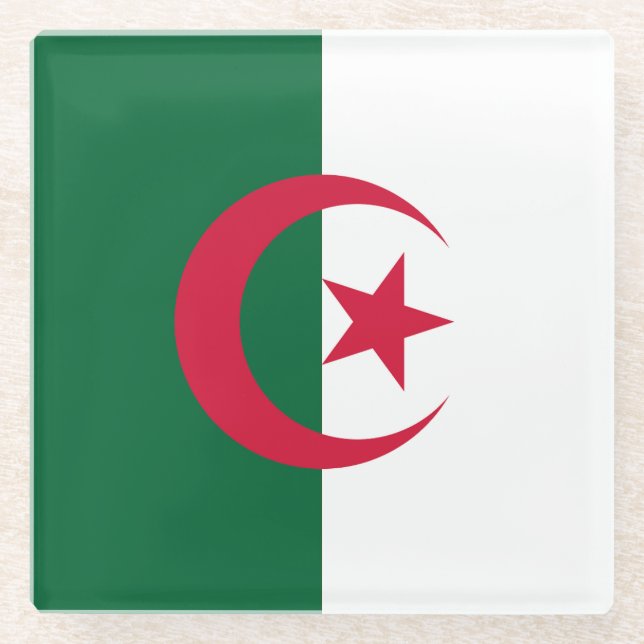 Flag of Algeria Glass Coaster (Front)