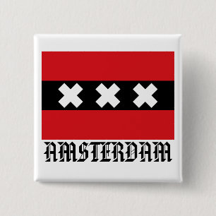 Flag of Amsterdam 15 Cm Square Badge