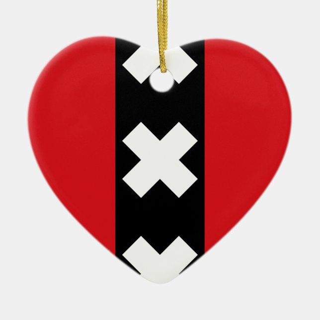 Flag of Amsterdam Ceramic Tree Decoration (Front)