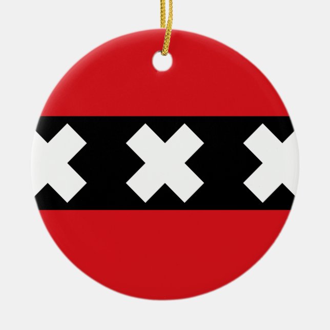 Flag of Amsterdam Ceramic Tree Decoration (Front)