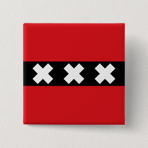 Flag of Amsterdam, Netherlands 15 Cm Square Badge