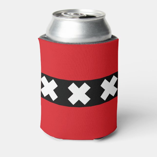 Flag of Amsterdam, Netherlands Can Cooler (Can Back)