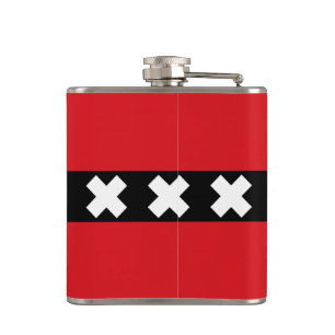 Flag of Amsterdam, Netherlands Hip Flask
