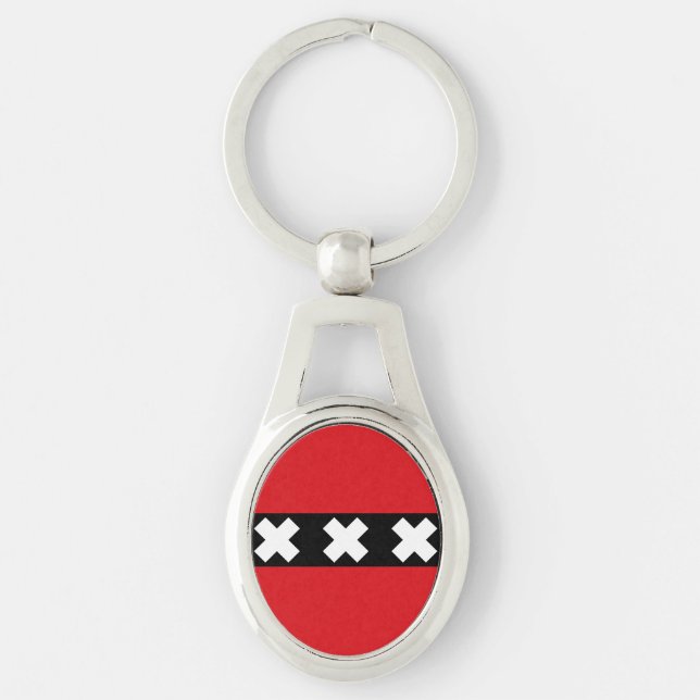 Flag of Amsterdam, Netherlands Key Ring (Front)