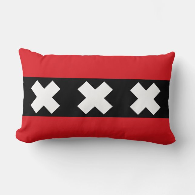 Flag of Amsterdam, Netherlands Lumbar Pillow (Front)