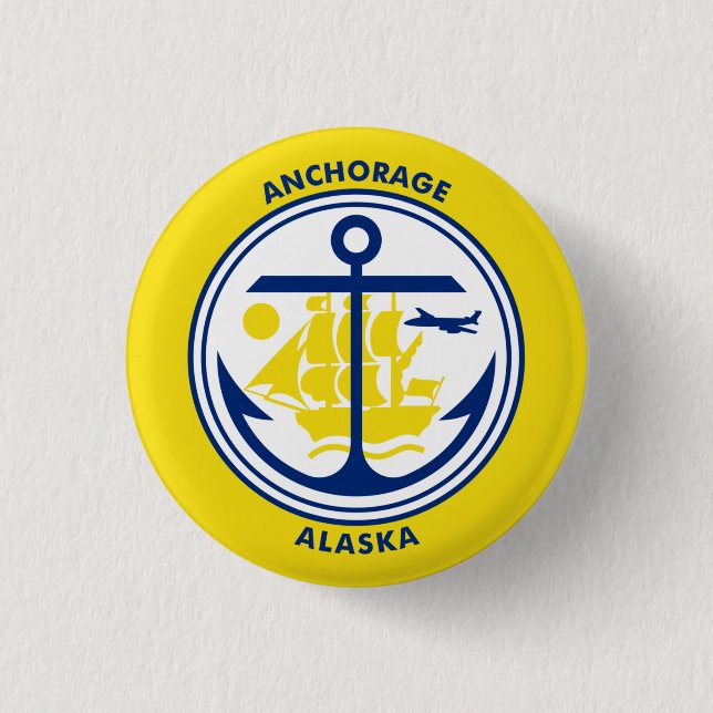Flag of Anchorage, Alaska 3 Cm Round Badge (Front)
