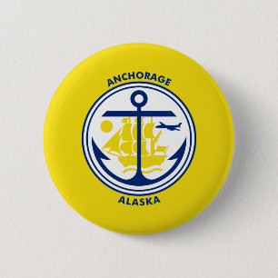 Flag of Anchorage, Alaska Pinback Button