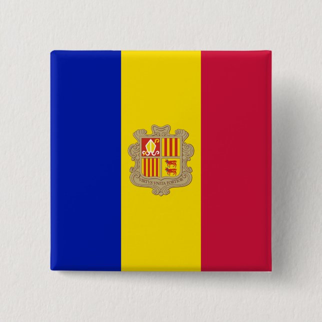 Flag of Andorra 15 Cm Square Badge (Front)