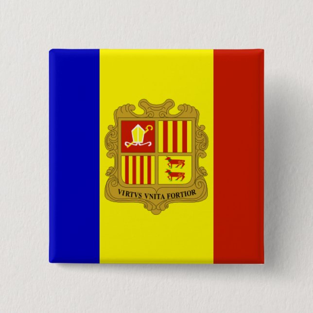 Flag of Andorra 15 Cm Square Badge (Front)