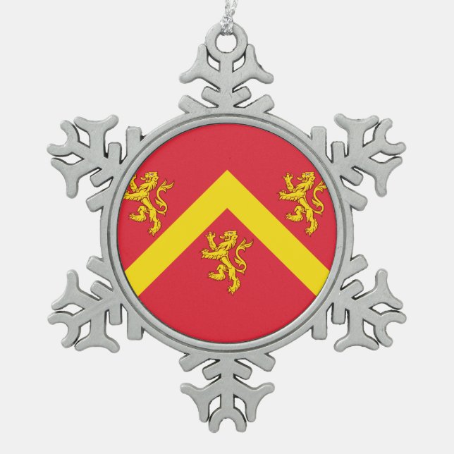 Flag of Anglesey Snowflake Pewter Christmas Ornament (Front)
