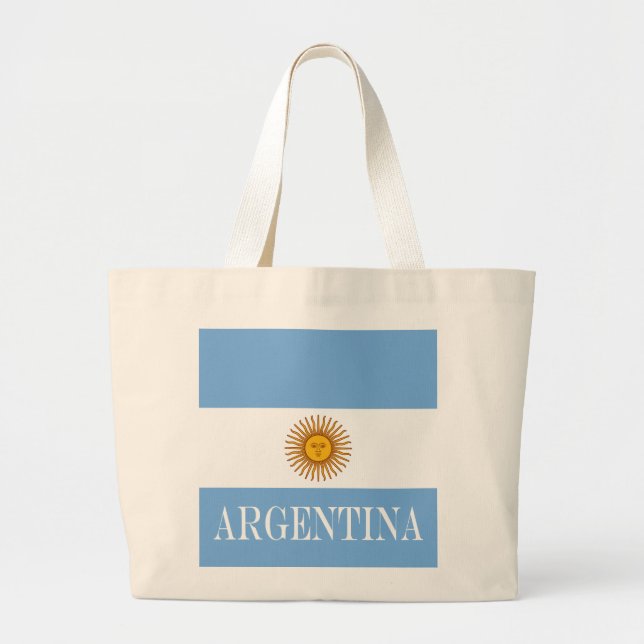 Flag of Argentina Bandera De Argentina Large Tote Bag (Front)