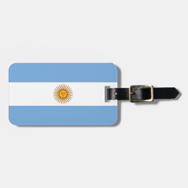 Flag of Argentina Luggage Tag w/ leather strap (Front Horizontal)