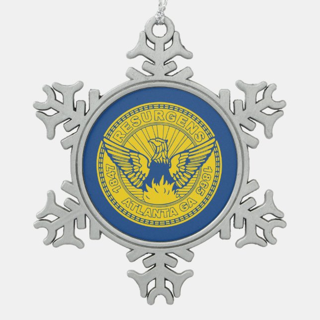 Flag of Atlanta, Georgia Snowflake Pewter Christma Christmas Ornament (Front)