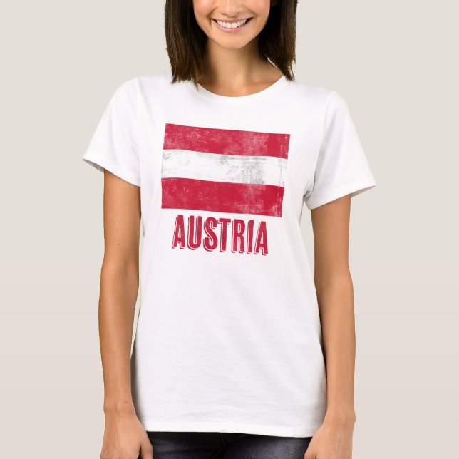 Flag of Austria "Grunge" look. T-Shirt (Front)