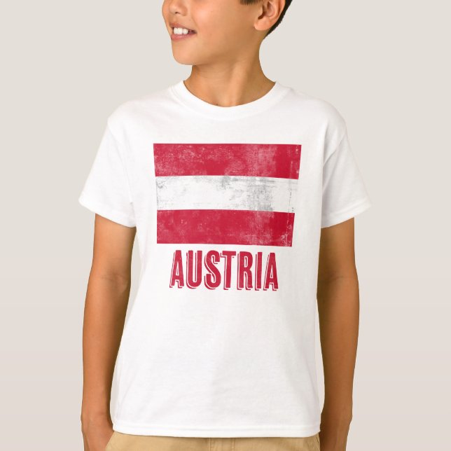 Flag of Austria "Grunge" look. T-Shirt (Front)