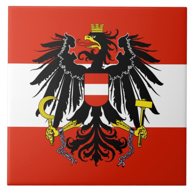Flag of Austria with Coat of Arms Tile (Front)