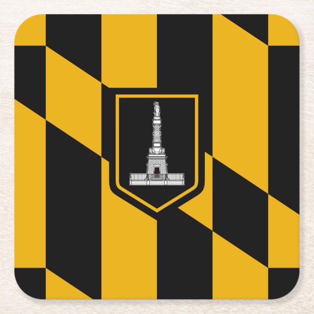Flag of Baltimore, Maryland Square Paper Coaster (Front)
