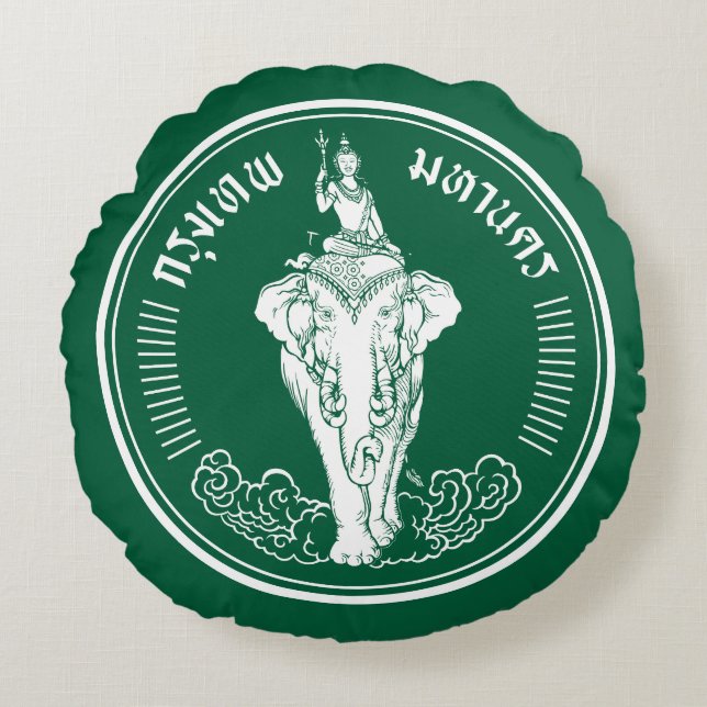 Flag of Bangkok, Thailand Round Pillow (Front)