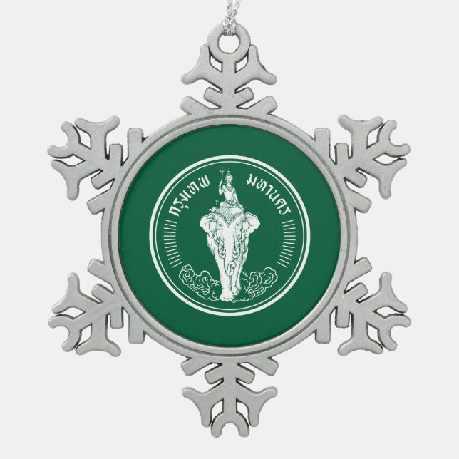 Flag of Bangkok, Thailand Snowflake Pewter Christm Christmas Ornament (Front)